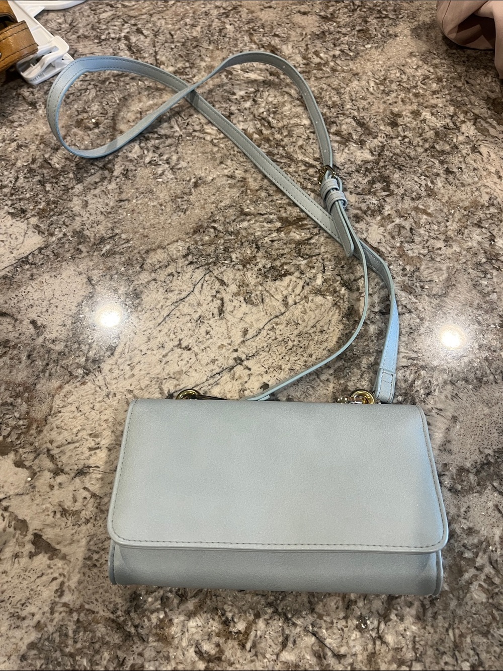 Mini light blue wallet with straps